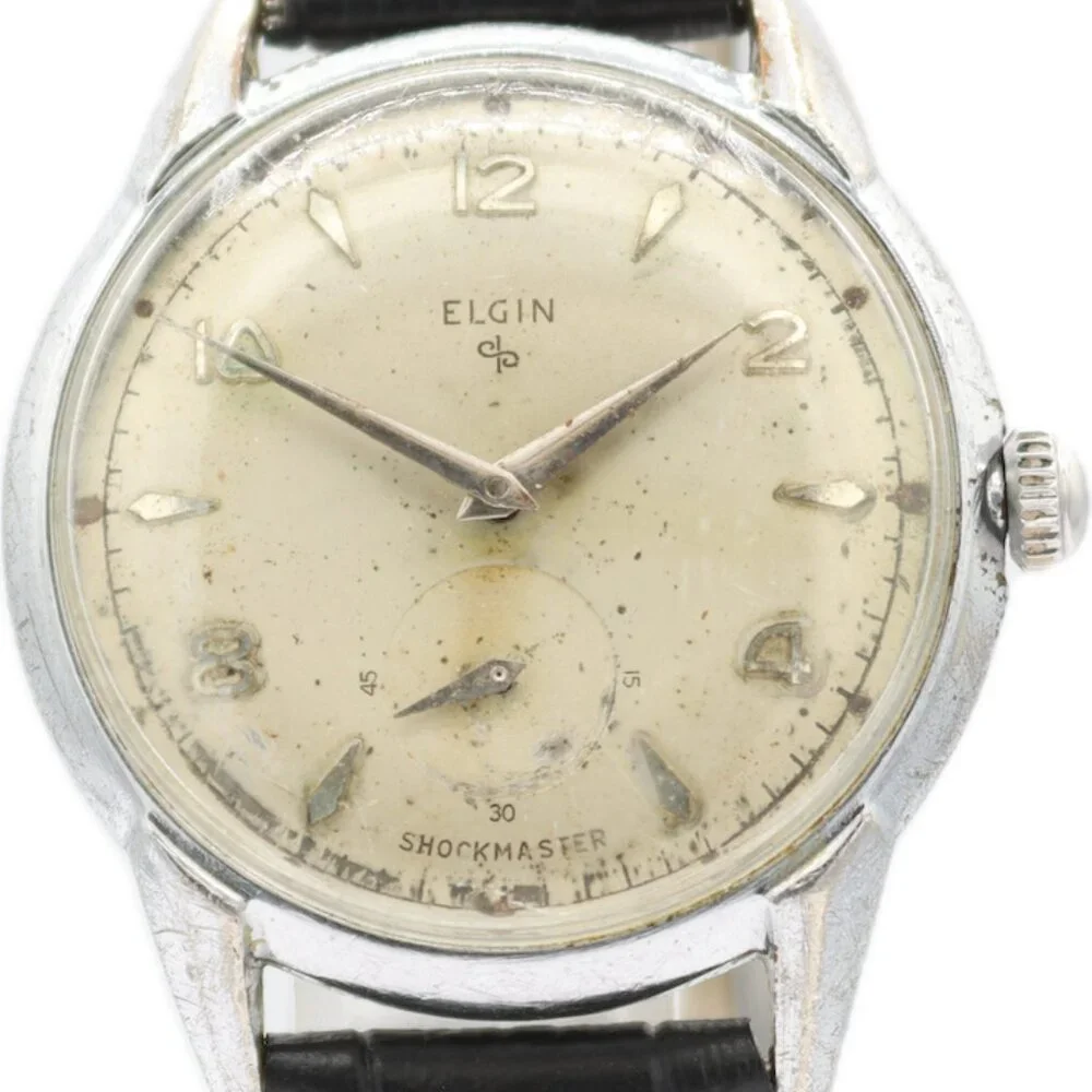 Vintage 34.5mm Elgin 9580 Shockmaster Men's Mechanical Wristwatch 715 USA